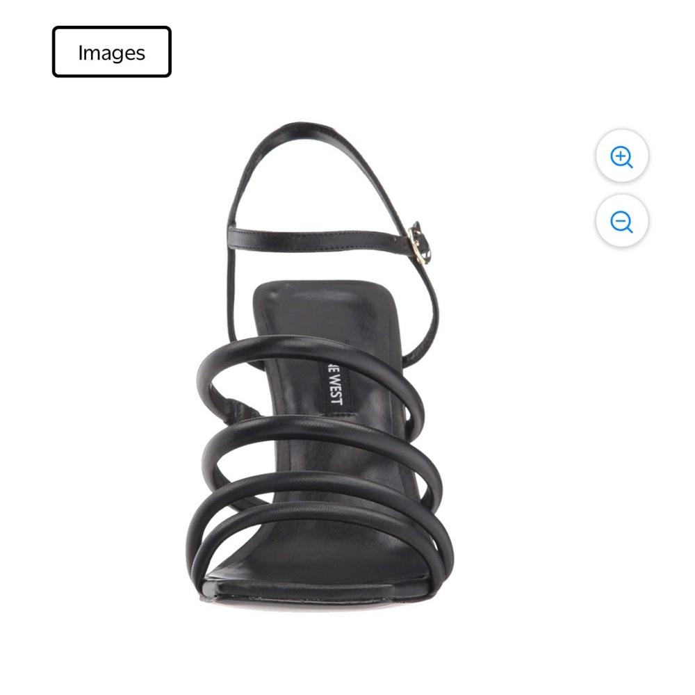 Nine West Black Multi-Strap Square-Toe Heel Sandal